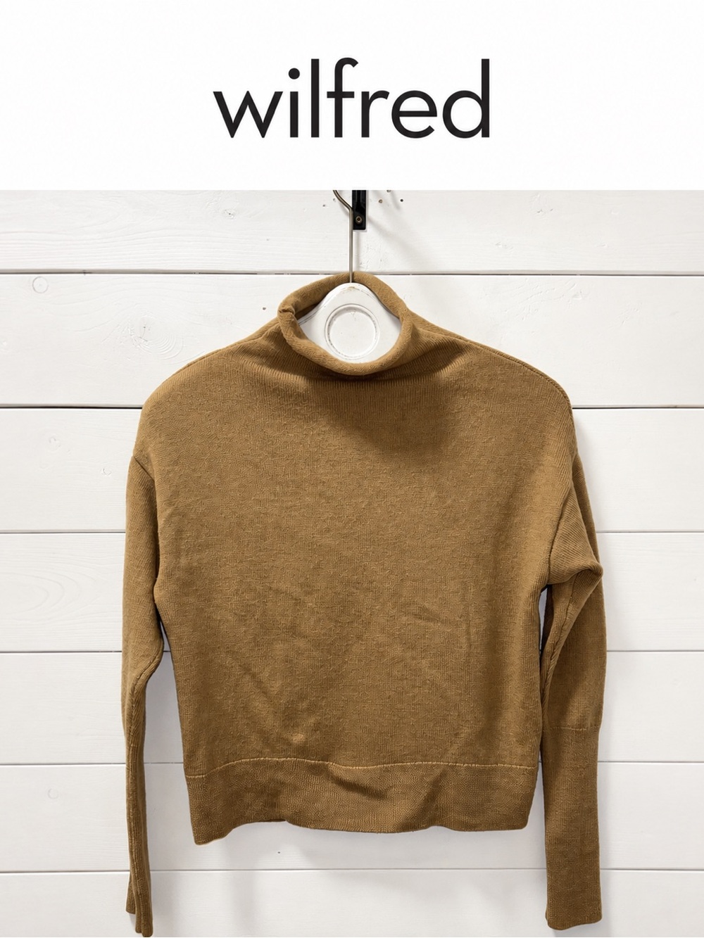Wilfred Camel Mock Neck Knit Sweater – Size S